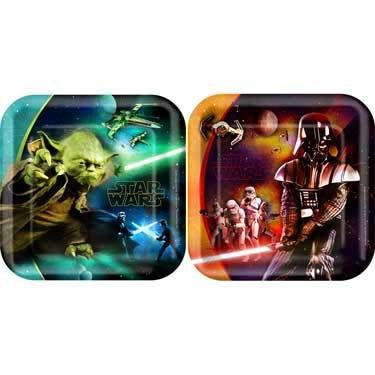 STAR WARS Feel the Force Party 7 Square Dessert Plates  