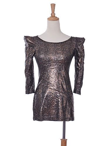 Lady Gaga Monster Inspire Golden Bronze Metallic Puff 3/4 Sleeve Top 