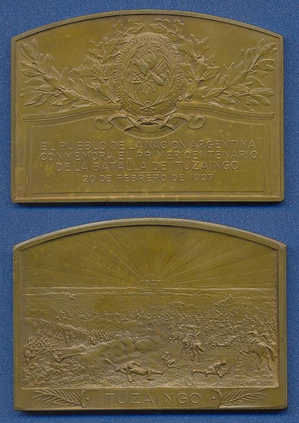 PATRIOTIC Argentina WAR Ituzaingo BATTLE 1927 Medal  