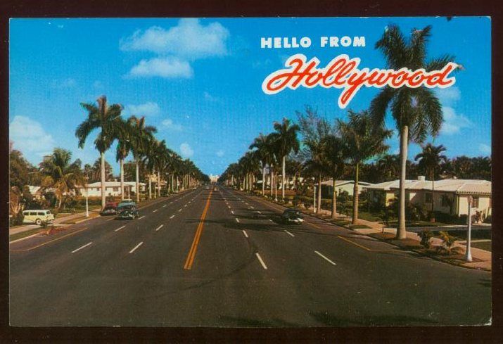 040210 HOLLYWOOD BLVD VINTAGE HOLLYWOOD FLORIDA FL POSTCARD  