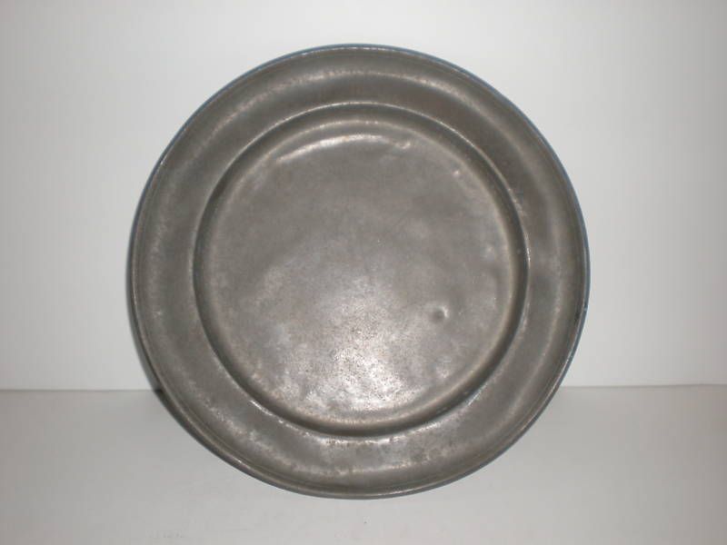   Vtg Old LARGE 9.25in German Pewter Plate Dish Charger Angle Marks Zin