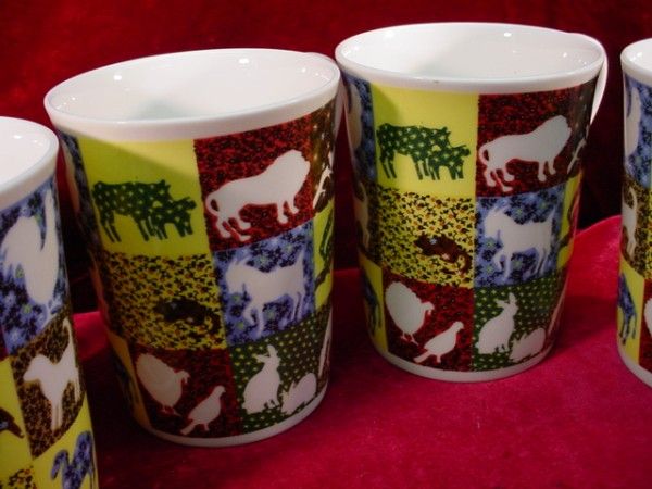 Set 4 HORCHOW ENGLAND Animal COFFEE CUPS Mugs  