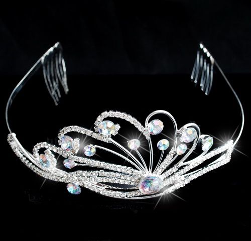 12PCS/LOTS bridal princess mis style rhinestone silver plated tiara 