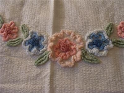   NEEDLE TUFT FLORAL CHENILLE SUMMER BEDSPREAD PEACH 100x100  