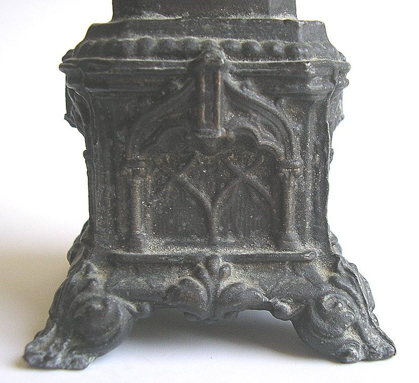 STATUE NOTRE DAME DE LOURDES METAL SOUVENIR c1880  