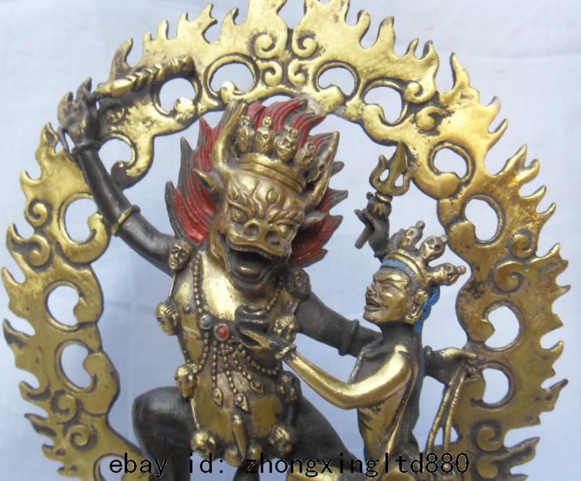 11Tibet Bronze Gold Yamantaka Buddha in Yab Yum Statue  