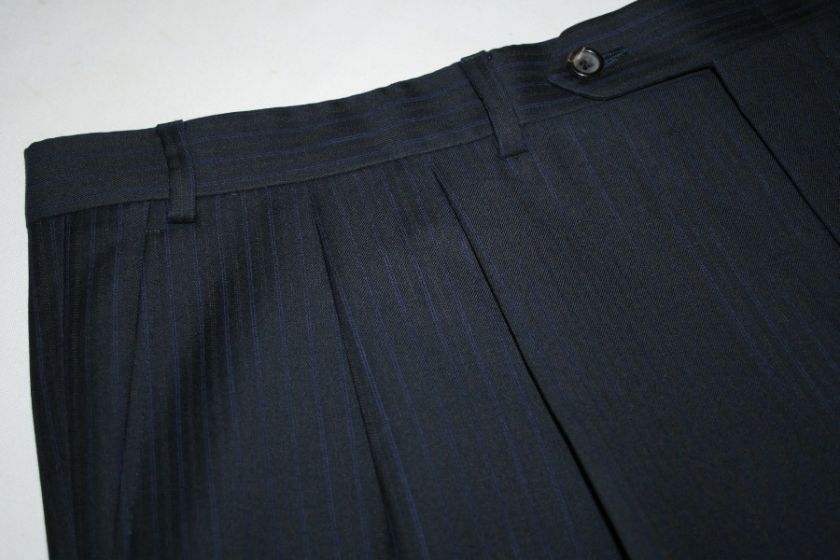 1,895 Canali 44R 44 Super 150s Wool Suit Dark Blue Stripes No 