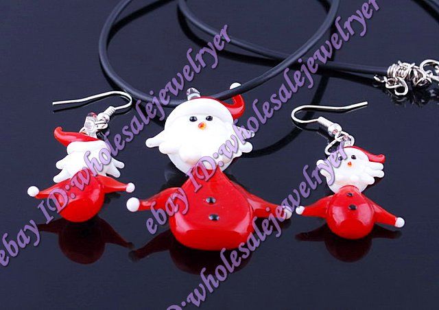 wholesale Christmas lamwork glass pendant neck+earring  