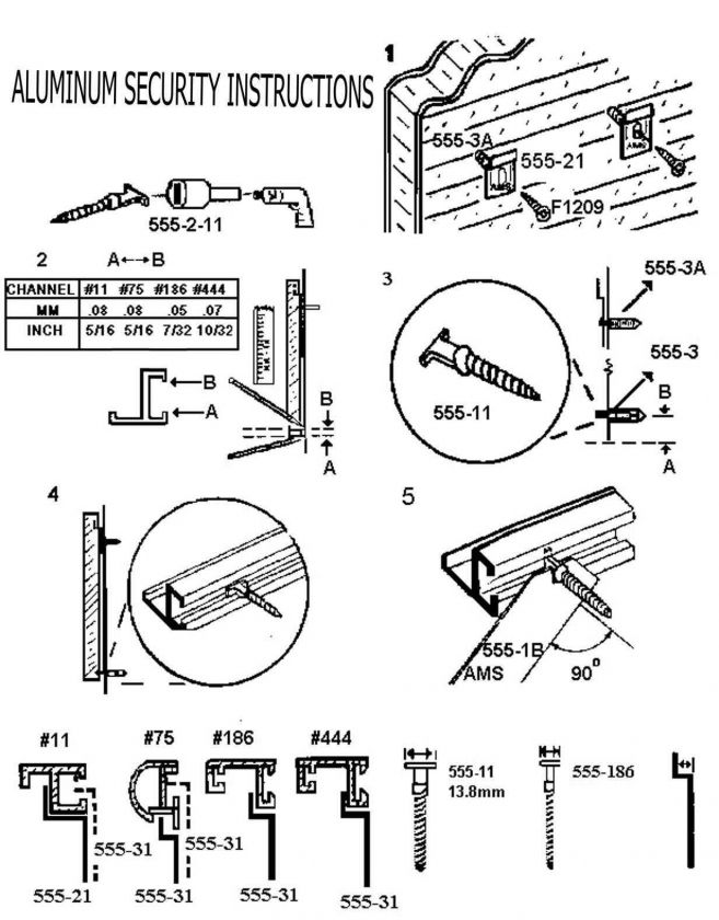 SECURITY FRAME HARDWARE   FOR FRAMES LESS THEN 24 WIDE  