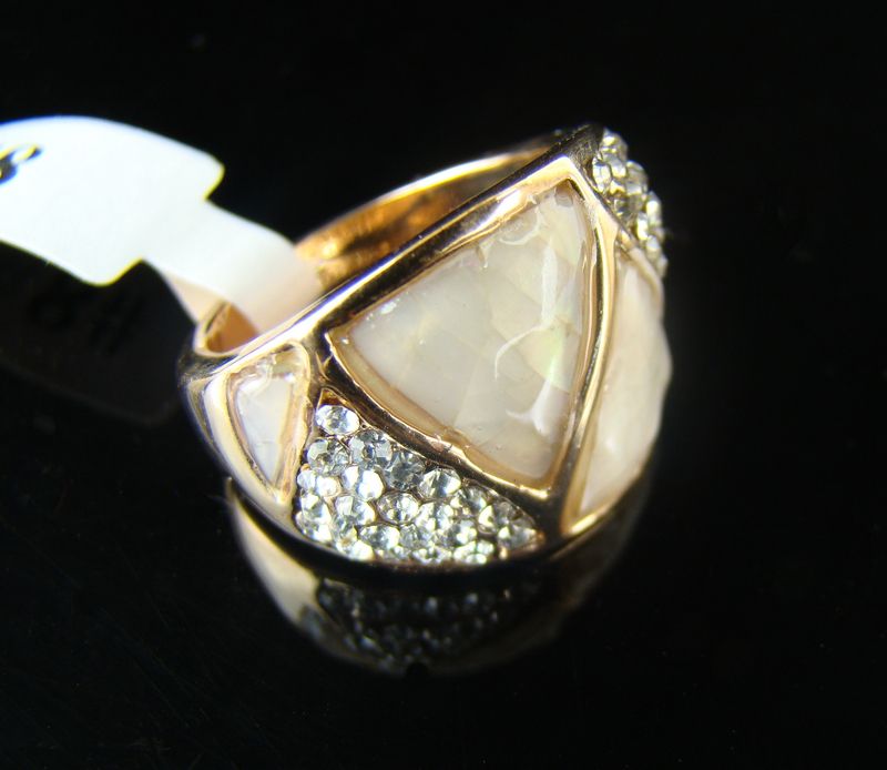 1pc SHELL RHINESTONE GOLD FASHION WOMENS GP RING#6 7 8  