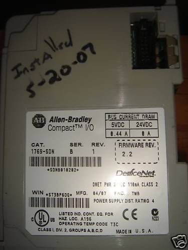 Allen Bradley PLC 1769 SDN SCANNER MODULE DEVICENET  