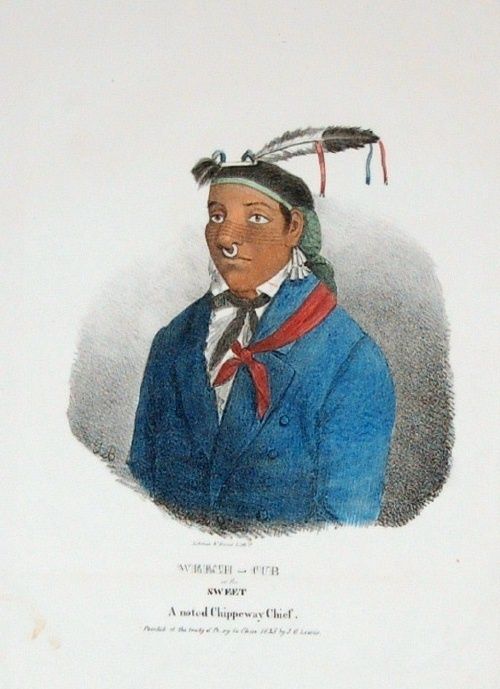 1836 LEWIS Indian Engraving ~ CHIPPEWA ~ THE SWEET  