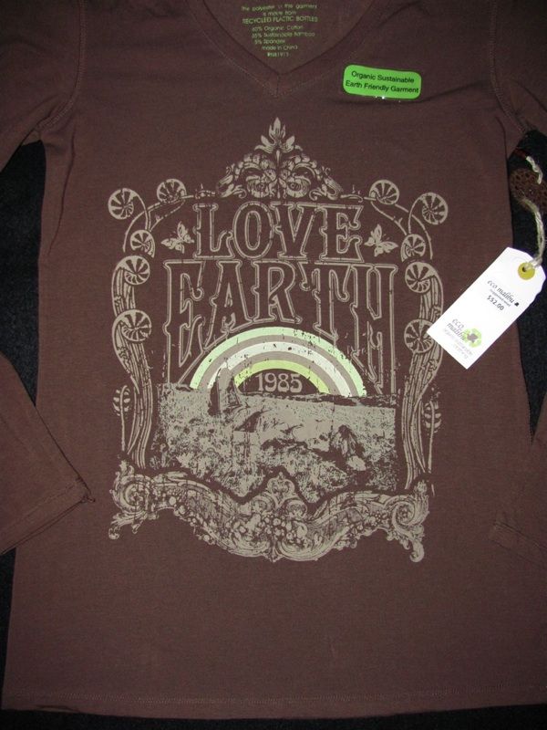   BIO/ORGANIC LOVE EARTH V Neck YOGA Athletic LS Shirt NWT Womens S $52