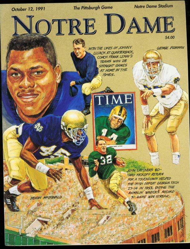 NOTRE DAME V. PITT 1991 FOOTBALL PROGRAM IRISH  