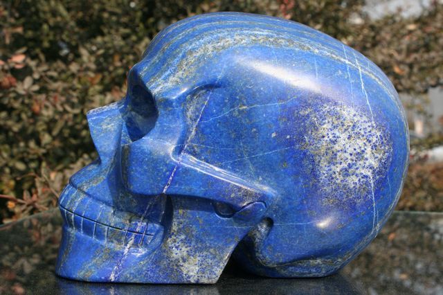   51lb Rare Stunning Blue Lapis Pyrite Quartz Rock Crystal Skull Carving