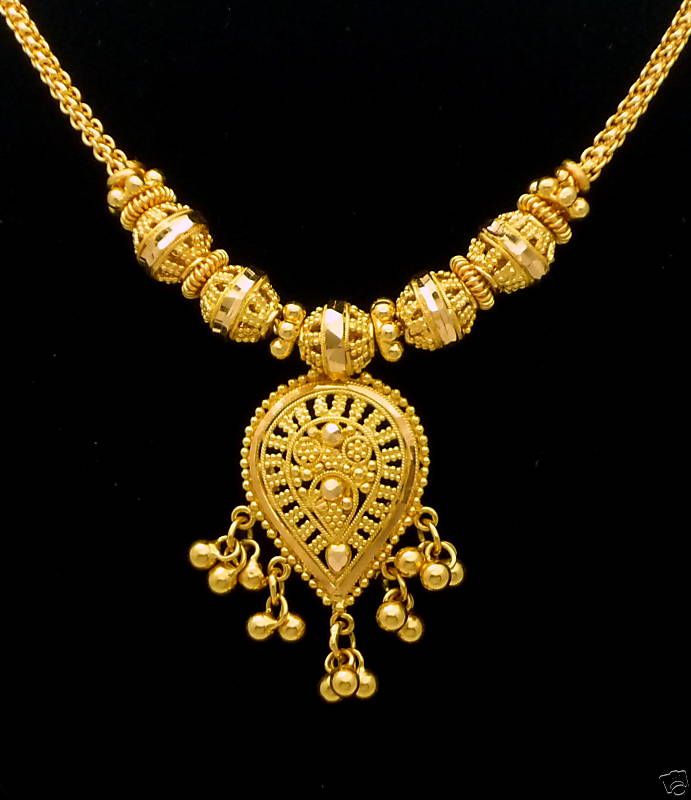 Amazing 22k Solid Gold Necklace Handcrafted 16.5  L 16.7 grams  