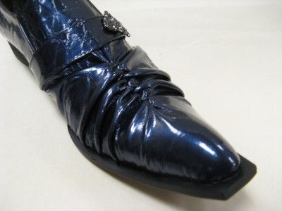    Fiesso New Blue Patent Leather Wrinkled Shoes FI 8090  