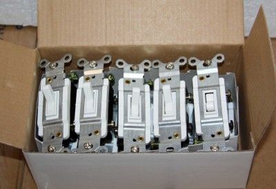 20 Electrical Wall Light Toggle Switches 3 Way White 15 Amp 120V NIB 