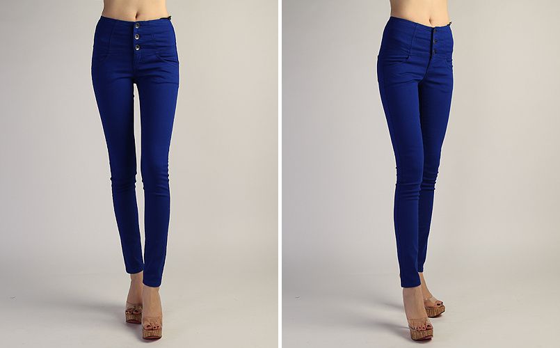 MOGAN Colored HIGH WAISTED Power SKINNY JEANS Yoke Stretch Stylish 