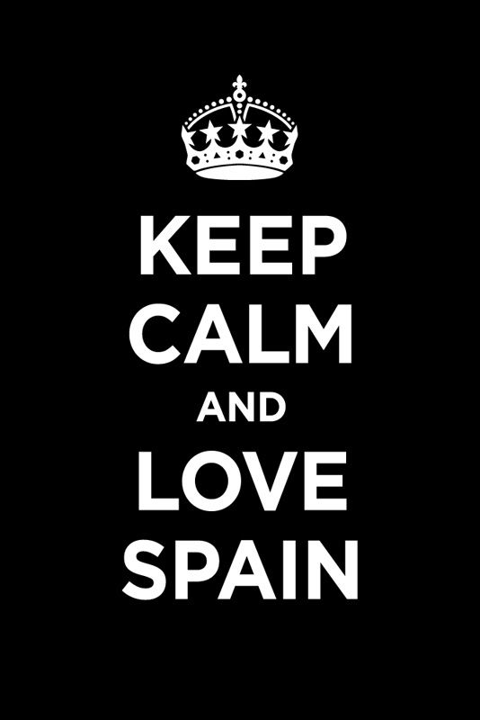   satin poster KEEP CALM AND LOVE SPAIN BLACK WW2 WWII PARODY  