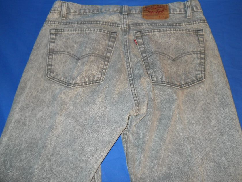 vtg 80s LEVIS 505 GREY RED TAB ACID WASH JEANS 38 32  