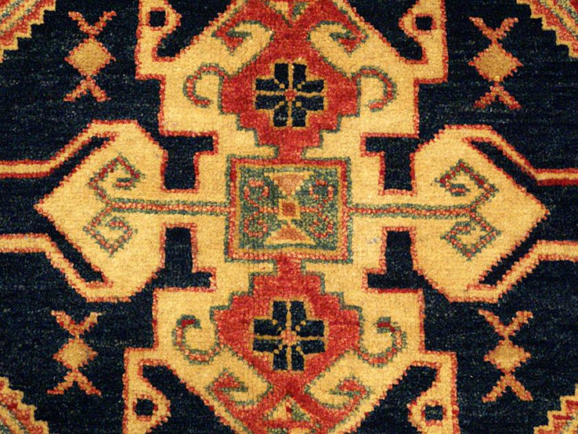   Handmade Vegetable Dye Hand Spun Wool Afghan Kazak Rug  