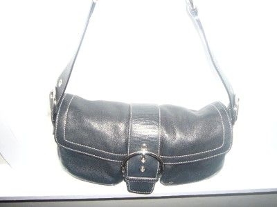   Black Leather Soho Flap Buckle Satchel Shoulder Bag #3653 $398  