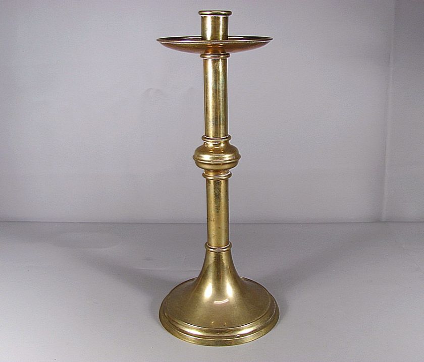 Pair of Antique Brass European Candlestick Holders  