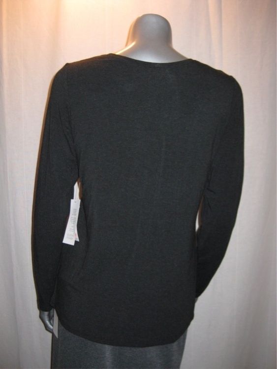 516 EILEEN FISHER Charcoal Merino Double Breasted Long Cardi & L/S 