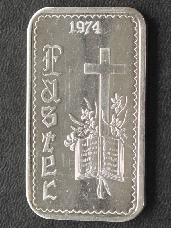 1974 EASTER SILVER ART BAR 1 TROY OZ. A6959  