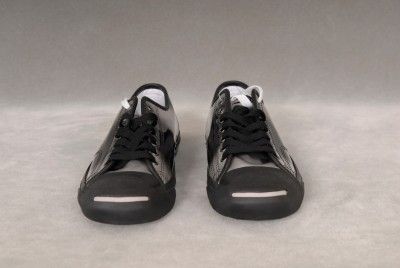 Converse Jack Purcell Silver & Black Leather Sneakers   Mens Size 8 