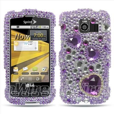 Pink Heart Bling Hard Case Cover for LG Optimus S 