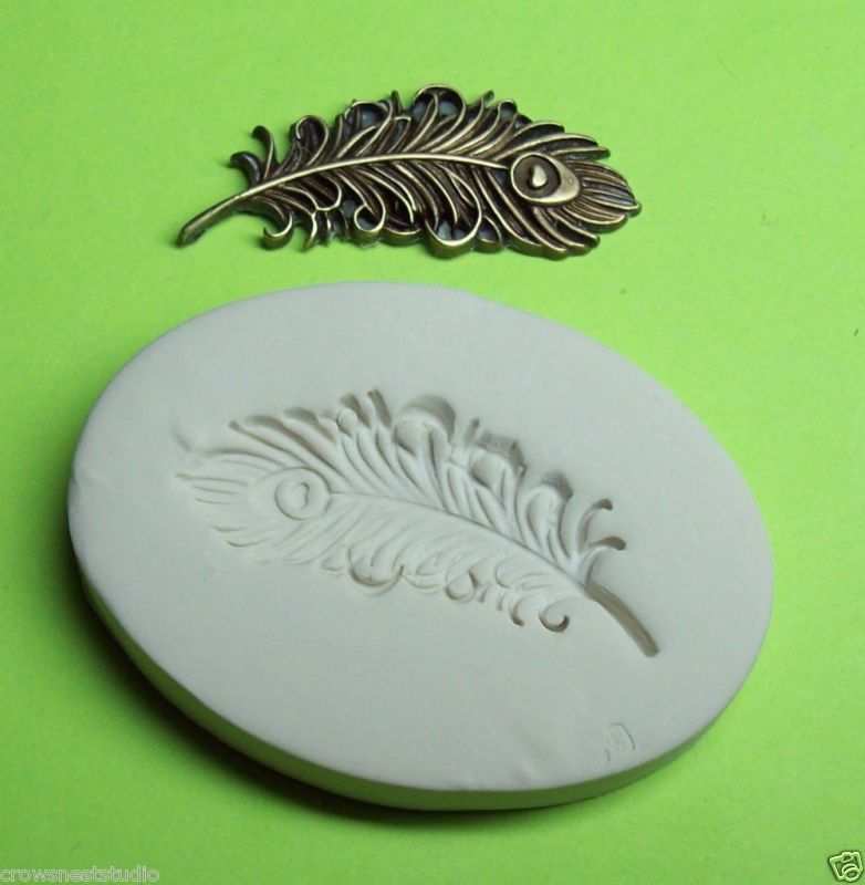 FEATHER PEACOCK BIRD ~ CNS polymer clay mold polyclay  