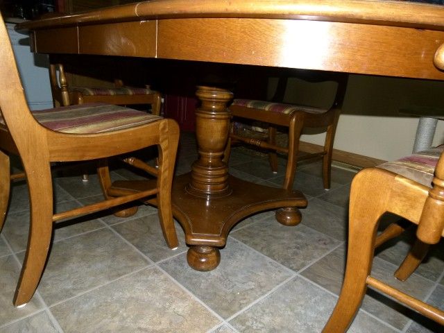 Ethan Allen ROUND OVAL Kitchen Dining Room Table W/ Pedestal Base Set 