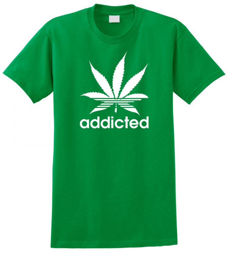 ADDICTED Marijuana T shirt Icky Sticky Weed Chronic  