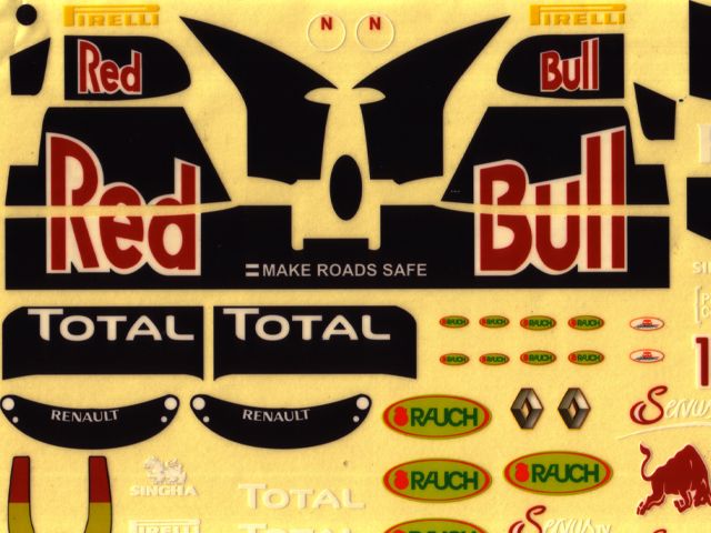 SR040 1/10 2011 F1 Red Bull RB7 Decal Sticker for Tamiya F104 Body