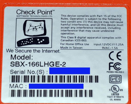 Firewall VPN Safe@Office de Check Point 225 SBX 166LHGE 2