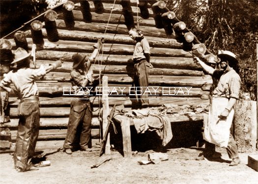 COWBOY HANGING LYNCHING AT THE OLD LOG BUNKHOUSE PHOTO  