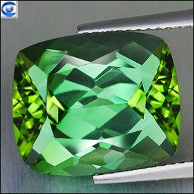 11.95ct  Hot Yellow Green  Cushion  VVS  Mozambique Tourmaline  