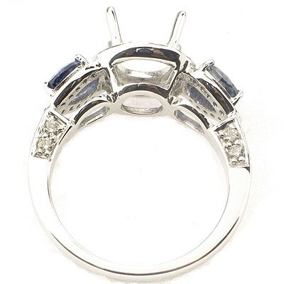 03CT F VS2 BLUE SAPPHIRE & DIAMOND SEMI MOUNT RING  