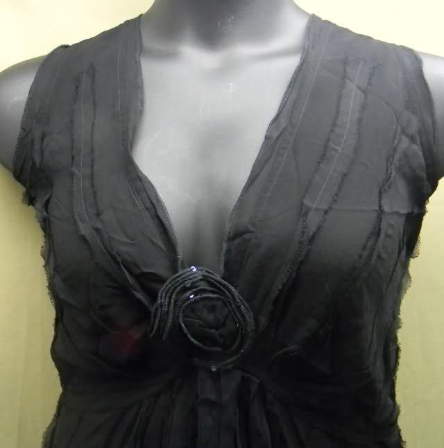 NEWPORT NEWS Sz 20W Black Dress Rosette Embellishment NEW Sequins 