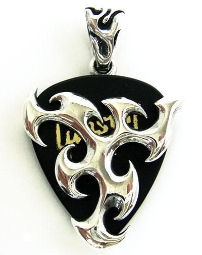 FLAME GUITAR PICK HOLDER 925 STERLING SILVER PENDANT NR  