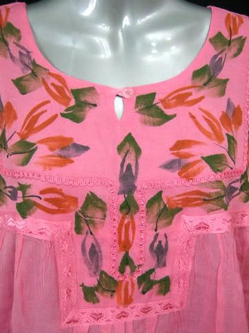 NEW SUMMER BOHO PEASANT FLORAL BLOUSE TOP SHIRT PINK FREE SIZE PLUS XL 