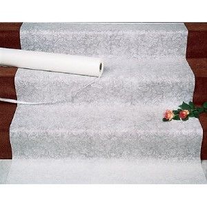 White Floral Durable Rayon Fabric Wedding Aisle Runner  