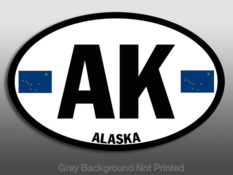 Oval AK Alaska Sticker  stickers state flag flags palin  