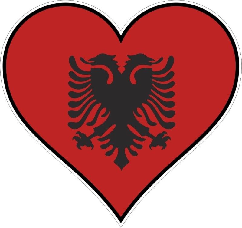 ALBANIA HEART vinyl STICKER bumper decal gift LOVE FLAG STATE BIKE 