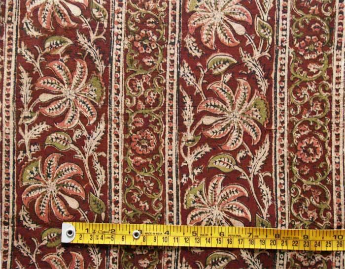 Kalamkari, Hand Block Print, Cotton Fabric. 2½ Yards  