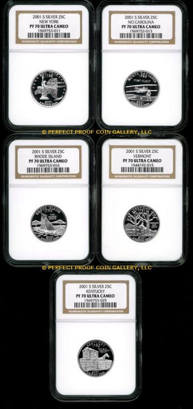 NGC PF70 UC 2001 S SILVER STATE QUARTER SET PF 70  