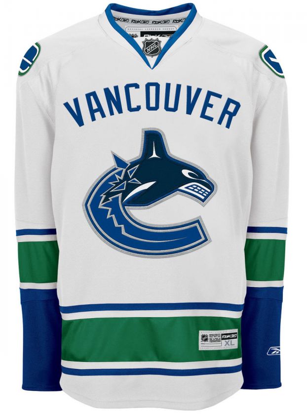 Vancouver Canucks White AWAY Rbk Premier 7185 Jersey Large  