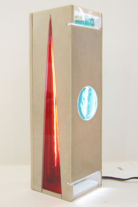 Leo Amino Polychrome Resin & Stone Light Sculpture  